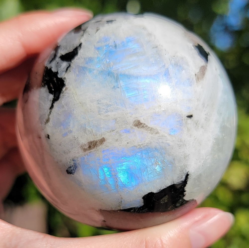 NEW 69MM INDIA RAINBOW MOONSTONE SPHERE